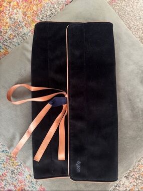 Dyson navy blue velvet travel case for Airwrap and accessories with Orange